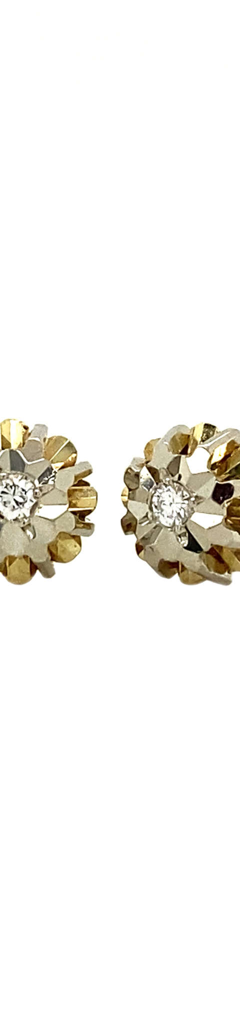 Vintage 14K Gold Solitaire Stud Earrings with Diamond